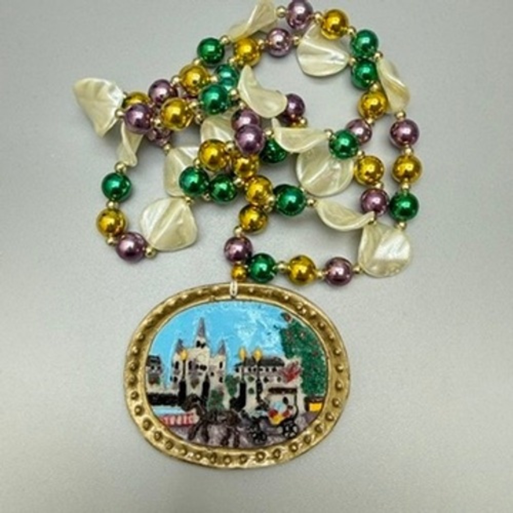 Vintage Mardi Gras Beads New Orleans Necklace 26" Party Trade Beads Souvenir